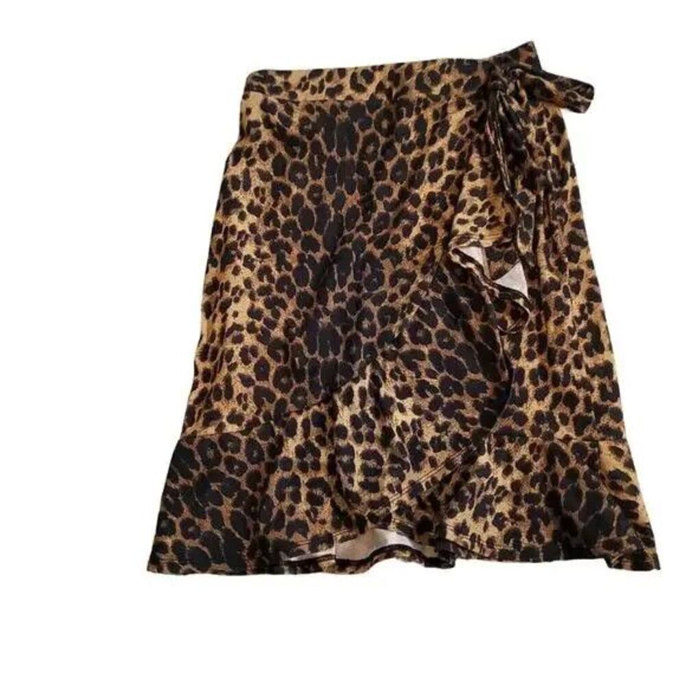 Asos size 4 skirt ruffle animal print tie bow stretch elastic waist
